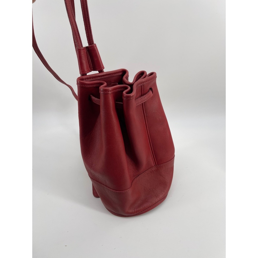 Vintage Coach Red Leather Drawstring Bucket Bag Made in USA 9952
